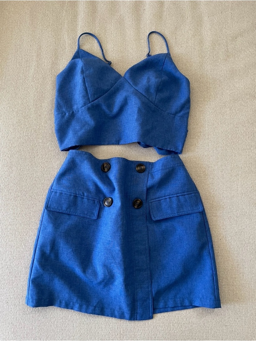 Blue Top and Skirt Set